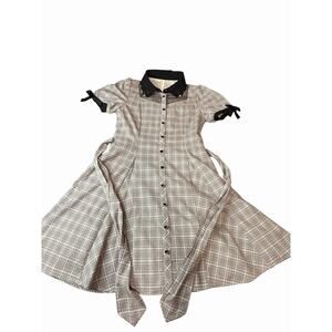 Secret Honey Sz 2 Dress Black & White Houndstooth Heart Lace Anime Inspired